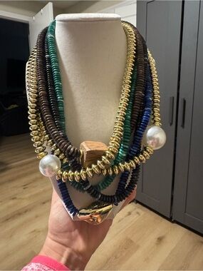 Boho Chic Multilayer Necklace with Gold Accents